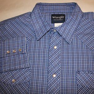 Wrangler Western Pearl snap LS Mens 2XL Shirt